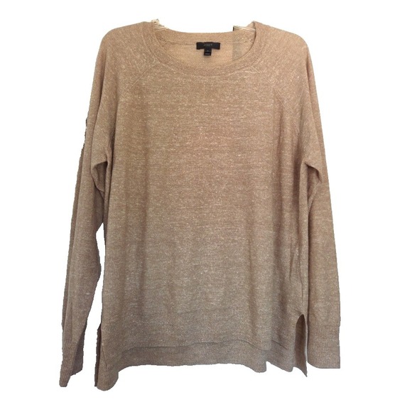 J.CREW Sweaters - J. Crew Lightweight Linen/Merino Sweater Tan/Brown Crew Neck, XL